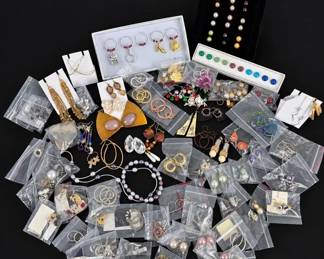 Costume Jewelry Collection Including Lee Sands Studs and Pandora Charms