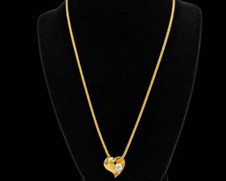 14 K Gold Rope Chain with 14K Gold Heart Charm
