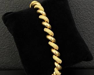 14K Yellow Gold Textured  Polished Link Bracelet, 17.24g