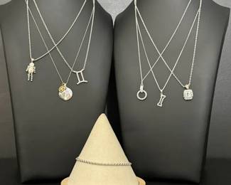 6 Sterling Silver Pendant Necklace Collection with CZ  Diamond Accents  Bracelet, 31.6g Total