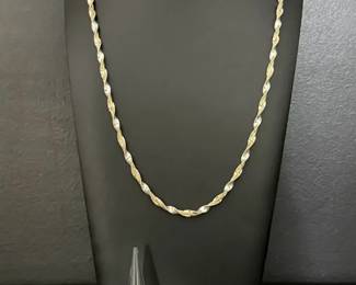 14K Italy TwoTone Twist Necklace 19.17g  Sterling12K Black Hills Gold Ring 4.68g