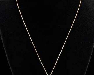 14K Gold Chain Necklace with PearlStyle Teardrop Pendant