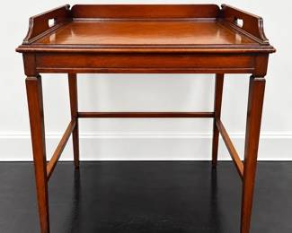 Imperial Grand Rapids Mahogany Butlers Tray Table with Leather Top