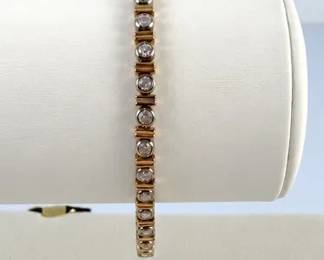 14K Gold  Sterling Silver Cubic Zirconia Bracelet