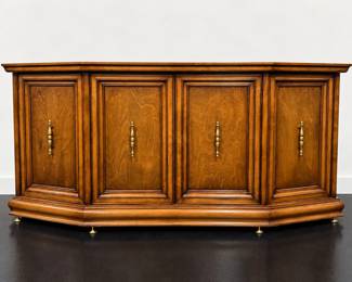 Albright  Zimmerman 4Door Wood Credenza Sideboard Cabinet with BrassTone Hardware