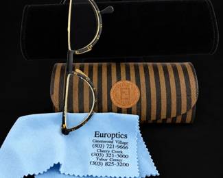 Authenticated Fendi Roman Numeral Eyeglasses with Case and Cleaning Cloth