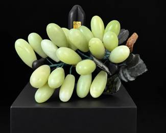 Jade Grape Cluster with Leaf  Stem Accents