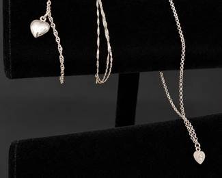 14K White Gold Bracelets  Anklet with Heart Charms, 7.15g