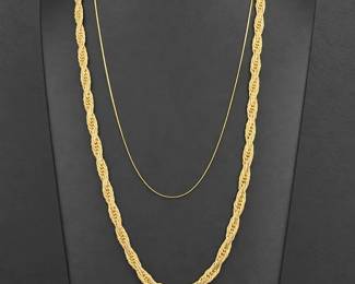14K Italian Gold Chain .91g  14KGP Braided Rope Necklace 23.49g