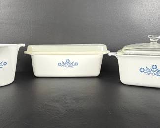Vintage Corning Ware Blue Cornflower Casserole  Baking Dishes with Lids
