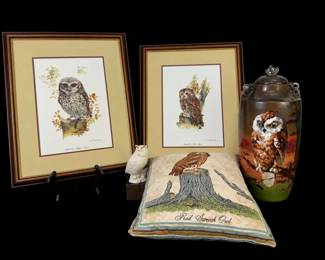 Owl Collection with Joel Kirk Framed Prints, Lidded Jar, Figurine  Pillow