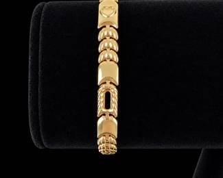 14K Italian Gold Bracelet with Heart Detail 9.56g