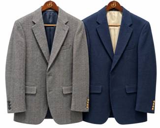Grassfield Denver Blue Blazer  Canterbury Collection Gray Plaid Sport Coat