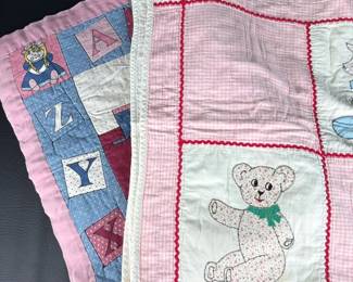 Vintage Handmade Childrens Quilts Animal Applique, Alphabet Train  Nursery Designs