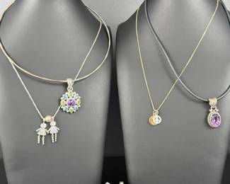 925 Italy GoldPlated Peace Necklace  Sterling Silver Gemstone Pendant Collection