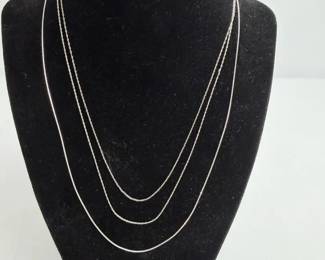 Three 14K White Gold Chain Necklaces  2.76g