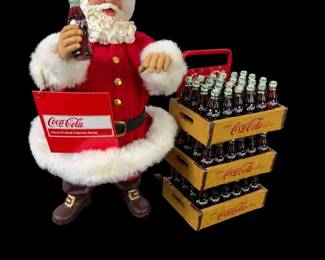 CocaCola Fabriche Santa  Bottle Crate Display with Red Hand Truck