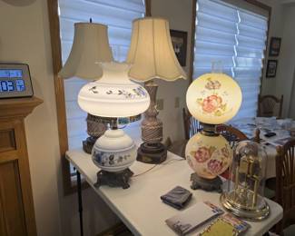 Hurricane Lamps and Ribbon Glass Lamps