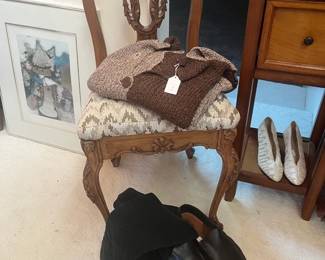 Wooden Chair, Shoes, Clothing