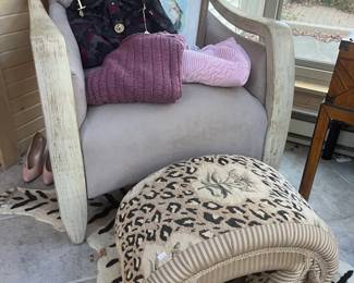 Accent Chair, Animal Print Foot Rest