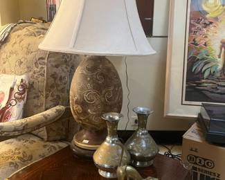 Brass Cat Pair, Decorative Lamp, Decorative Vases
