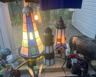 Stained Glass Lighthouse Lamps