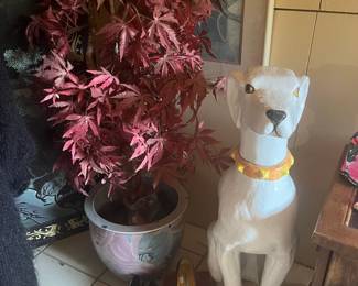 Faux Plant, Dog Statue