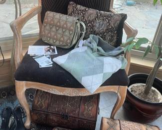 Accent Chair, Purse, Clothing, Decorative Pillows, Rugs, Decorative Wooden Storage Chests