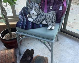 Accent Chair, Turtle Figurine, Purse, Cat Decor