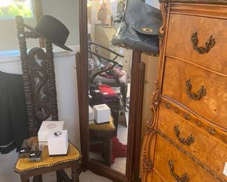 Floor Mirror, Vtg Chair, Purses, Shoes, Hats
