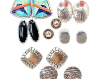 Sterling Silver Stud Earrings 44g Total