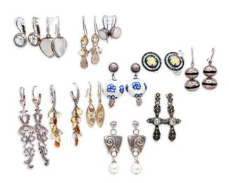 Sterling Silver Dangle Earrings 58g Total