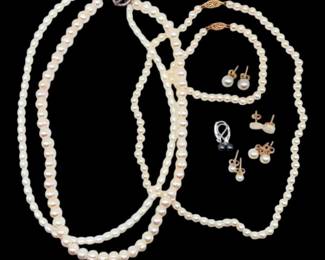 Freshwater Pearl Jewelry With 14k Sterling Silver Clasps Posts