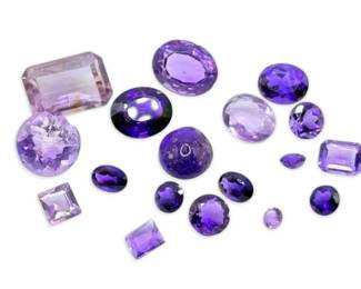 18 Loose Amethyst Stones Of Various Shapes Sizes 46ct Total