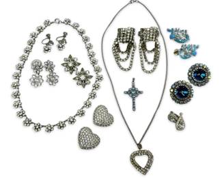 Vintage Rhinestone Earrings and Necklaces