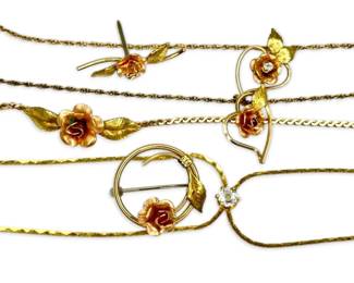 Matching Gold Toned Krementz Rose Jewelry