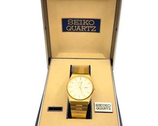 Gold Toned Seiko Quartz Watch Runs