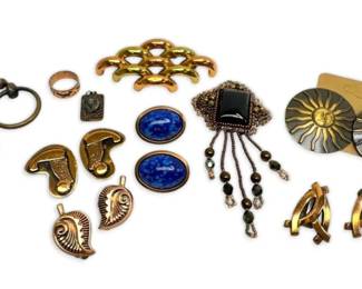 Southwestern Copper And Brass Earrings, Brooches And More