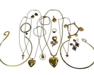 Monet, Sarah Coventry, And More Heart Shaped, Gold Toned Jewelry