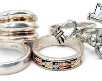 Black Hills Gold Sterling 12k Ring With More Sterling Rings 25g Total