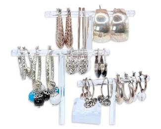 Sterling Silver Hoop Earrings 74g Total