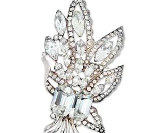 Sterling Silver Eisenberg Rhinestone Brooch 46g