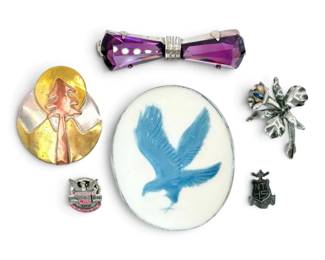 Sterling Silver Brooches And Pins 65g Total