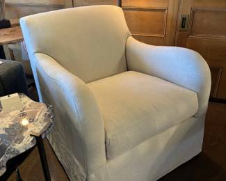 White Linen Skirted Chair 