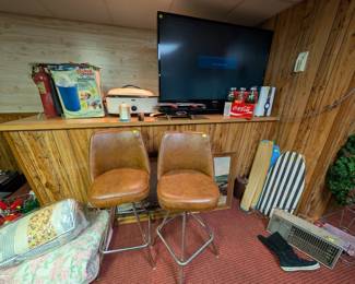 vintage bar stools, TV