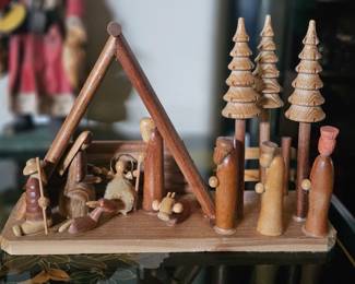 Vintage German Wood Nativity