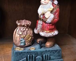 Metal Coin Bank Santa