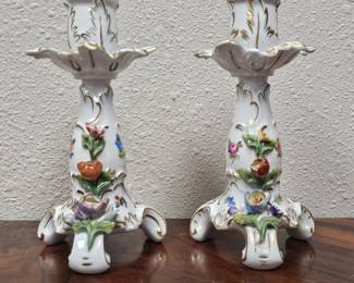 Dresden Candle Holders Matched Pair