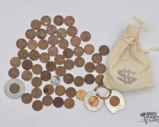 1613  Mixed U.S. Pennies Wheat Cents, 1941 Cent  Three Encased Cents