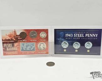 1622  WWII Coin Sets 1943 Steel Penny Collection  Pearl Harbor CoinStamp Set